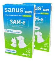 Kit 2 Sanus 100mg 30 Cápsulas Cães E Gatos Avert