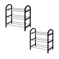Kit 2 Sapateira 3 Andares Preta Calçado Sapato Organizadora Multiuso Móvel Vertical Leve Quarto Casa