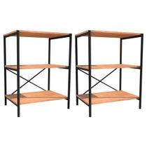 Kit 2 Sapateiras Multiuso Hall de Entrada 60cm 3 Prateleiras Padova Demolição/Preto - Artefamol Kit 2 Sapateiras Multiuso Hall de Entrada 60cm 3 Prateleiras Padova Demolição/Preto - Artefamol