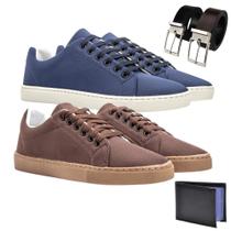Kit 2 Sapatênis Casual + Cinto + Carteira Moda Masculina- MT Kit 2 Sapatênis Casual + Cinto + Carteira Moda Masculina- MT