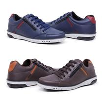 Kit 2 Sapatênis Casual Masculino Fechamento Zíper e Elástico
