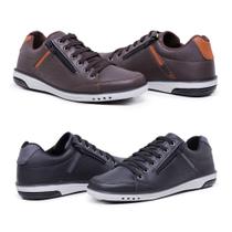 Kit 2 Sapatênis Casual Masculino Fechamento Zíper e Elástico