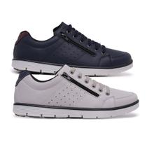 Kit 2 Sapatênis Casual Social Conforto com Cadarço e Zíper
