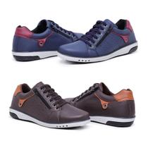 Kit 2 Sapatênis Masculino Casual Fechamento Elástico e Zíper - Genérico