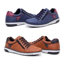Kit 2 Sapatênis Masculino Casual Fechamento Elástico e Zíper
