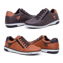 Kit 2 Sapatênis Masculino Casual Fechamento Elástico e Zíper