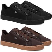 Kit 2 Sapatênis Masculino Casual Preto e Marrom Confortável Antiderrapante Básico Tamanho:43