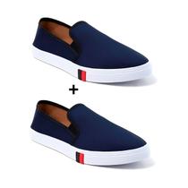 Kit 2 sapatenis masculino casual slip on iate calce fácil macio - Abuzze