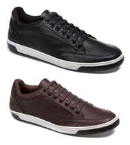 Kit 2 Sapatenis Masculino Casual Social Em Couro Confortavel