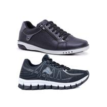 Kit 2 Sapatênis Masculino Ziper & Tênis Casual com cadarço