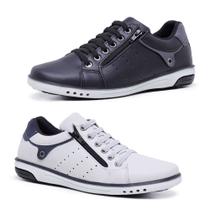 Kit 2 Sapatênis Masculinos Estilo Casual Zíper e Elástico