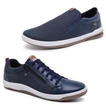 Kit 2 Sapatênis Tênis SlipOn Calce Fácil Elástico e Zíper