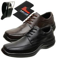 Kit 2 Sapatos de Couro Gmm Solado Confort Macio Costurado Masculinos + Cinto + Carteira Kit 2 Sapatos de Couro Gmm Solado Confort Macio Costurado Masculinos + Cinto + Carteira