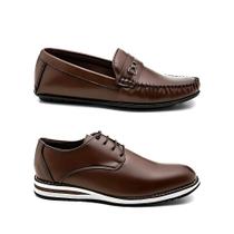 Kit 2 Sapatos Masculinos Mocassim e Oxford Moderno Casual