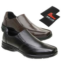 Kit 2 Sapatos Social Masculino Liso Solado Costurado + Carteira Kit 2 Sapatos Social Masculino Liso Solado Costurado + Carteira