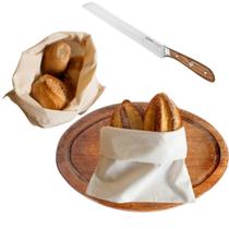 kit 2 Saquinho Algodão para Pão Reutilizável Pau-Brasil Sustentável Substitui Saco de Papel e Saco de Plástico Lixo Zero Multi-Uso