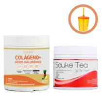 Kit 2 Sauke Colageno + Tea Cha Antioxidante Pele Linda