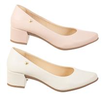 Kit 2 Scarpins Verniz Social Feminino Bico Fino Salto Grosso Napa e Verniz Kit 2 Scarpins Verniz Social Feminino Bico Fino Salto Grosso Napa e Verniz