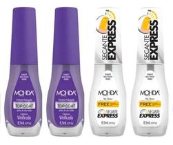 Kit 2 Secantes Express + 2 Top Coat Base Vitrificada - Mohda