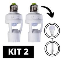 Kit 2 Sensor De Presença Lâmpada Soquete E27 Com Fotocélula