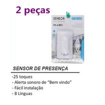 Kit 2 Sensor Detector de Presença Segurança Sonoro Voz alerta