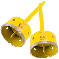 Kit 2 Serra Copo Diamantada 80Mm Haste E Guia Profissional Kit 2 Serra Copo Diamantada 80Mm Haste E Guia Profissional