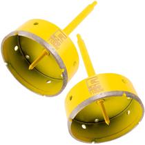 Kit 2 Serras Copo Diamantada 110Mm Com Haste E Pino Guia Pro Kit 2 Serras Copo Diamantada 110Mm Com Haste E Pino Guia Pro