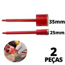 Kit 2 Serras Copo Diamantada 25mm E 35mm C/ Haste E Pino Guia - INTERNATIONAL TOOLS
