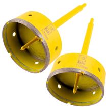 Kit 2 Serras Copo Diamantadas 100Mm Com Haste Profissional Kit 2 Serras Copo Diamantadas 100Mm Com Haste Profissional