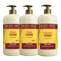 kit 2 Shampoo 1 Condicionador Força e Maciez Tutano 1L Bio Extratus