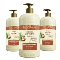 Kit 2 Shampoo 1 Condicionador Umectante 1L Bio Extratus