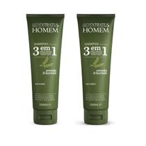 Kit 2 Shampoo 3 em 1 Homem 250ml Bio Extratus Kit 2 Shampoo 3 em 1 Homem 250ml Bio Extratus