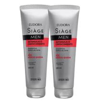 Kit 2 Shampoo Antiqueda Estimula o Crescimento Masculino 250ml Eudora Siàge Men