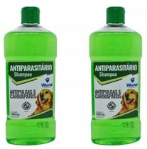 Kit 2 Shampoo Cães Antipulgas Antiparasitario Neutro 500ml