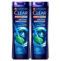 Kit 2 Shampoo Clear Men Ice Cool Menthol 400ml