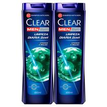 Kit 2 Shampoo Clear Men Limpeza Diária 2 em 1 400ml