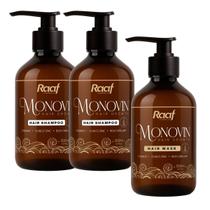 Kit 2 Shampoo + Mascara Antiqueda e Fortalecedor Capilar Monovin Raaf Cosmetics