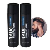 Kit 2 Shampoo Masculino 31 Barba Cabelo Bigode Crescimento 240ml Rauk