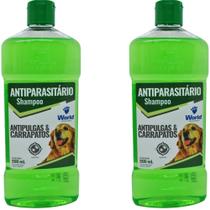 Kit 2 Shampoo Neutro para Cães Antiparasitário Antipulgas Banho Pet 500ml