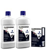 KIT 2 Shampoo's Clorexidina Antisseptico/Antiqueda + 1 Sabonete Clorexidina