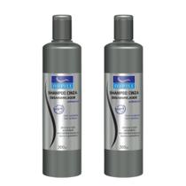 Kit 2 Shampoos Cinza Desamarelador Cabelos Brancos Louros ou Grisalhos Nupill 300ml