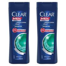 Kit 2 Shampoos Clear Men Anticaspa Limpeza Diária 2 Em 1 400ml