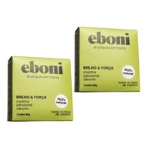 Kit 2 Shampoos de 80g Sólidos Matcha Eboni Vegano Desentoxicante Todos Cabelos