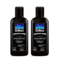 Kit 2 Shampoos Masculino Cabelos Brancos e Grisalhos Nautraliza cor Amarelada Nupill 200ml