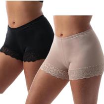 Kit 2 Short Anágua Segunda Pele Feminina Com Renda Adulta Usar Debaixo Do Vestido Sem Marcar Shortinho Curto