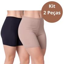 Kit 2 Short Anágua Segunda Pele Liso Bermuda Feminina Cintura Alta