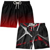 kit 2 Short Banho Bermuda Masculina Praia Estampado Surf Boardshort Moda Fitness Piscina