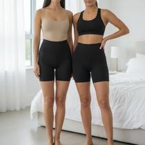 Kit 2 Short Calcinha Modeladora Sem Costura Cintura Alta