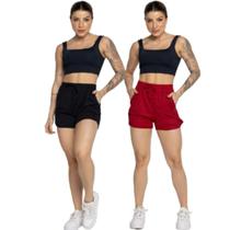 KIT 2 Short Com Bolso Verão WLS Modas Shortinho Para Treino Academia Moda Fitness