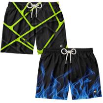 kit 2 Short de Banho Masculino de Praia Estampado Surf Boardshort Moda Esportiva